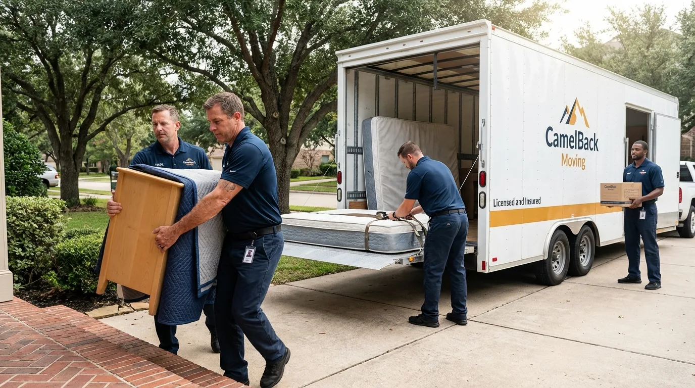 Crew loading residential truck for cross-state move from Magee, MS