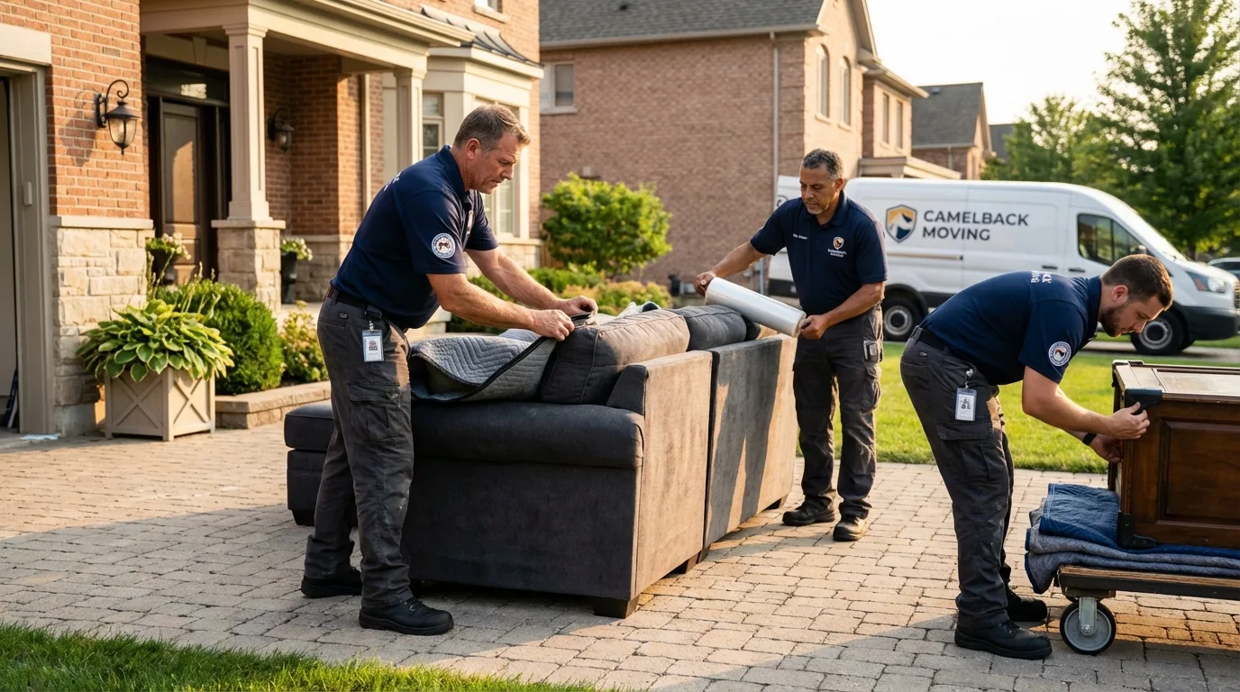 Large estate moving crew wrapping furniture in Magee, MS